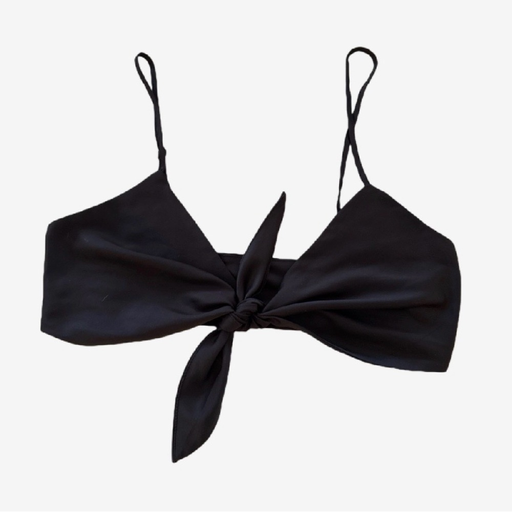 Black Tie-Front Bralette